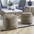 Uttermost Shiro Contemporary Hemp Pouf in Beige and Tan Finish
