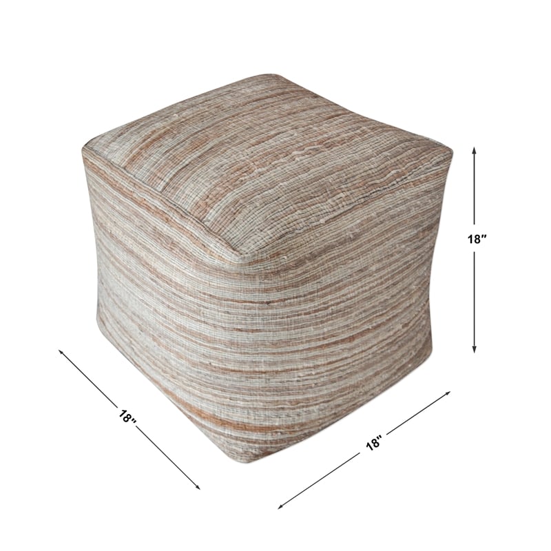 Uttermost Shiro Contemporary Hemp Pouf in Beige and Tan Finish