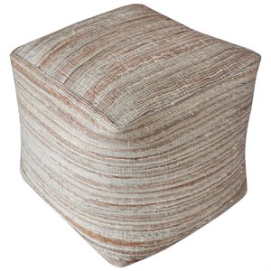 Uttermost Shiro Contemporary Hemp Pouf in Beige and Tan Finish