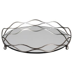 uttermost rachele mirrored decorative tray in silver