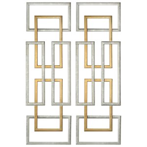 Uttermost Aerin 2-Piece Iron Geometric Wall Art Set in Antique Gold/Silver