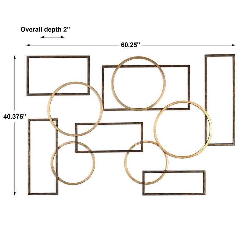 Uttermost Elias Contemporary Iron Wall Art in Bronze and Gold