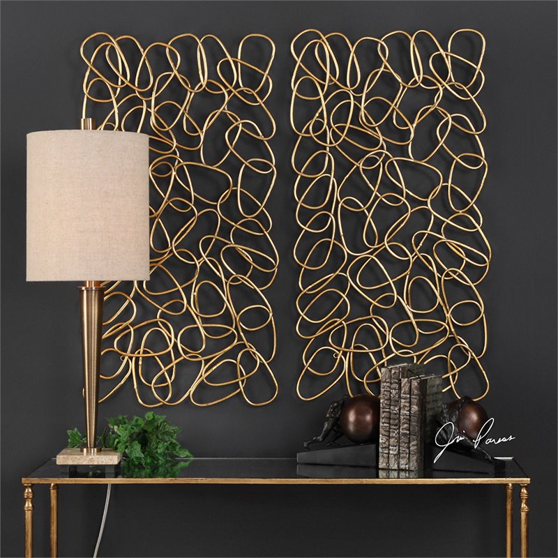 Uttermost In The Loop Contemporary Iron Wall Art in Gold (Set of 2)