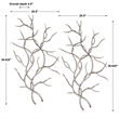 Uttermost Silver Branches Contemporary Iron Wall Art in Silver (Set of 2)