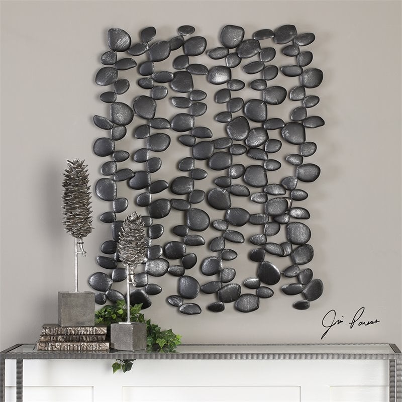 Uttermost Skipping Contemporary Iron Wall Art in Charcoal Black and Silver