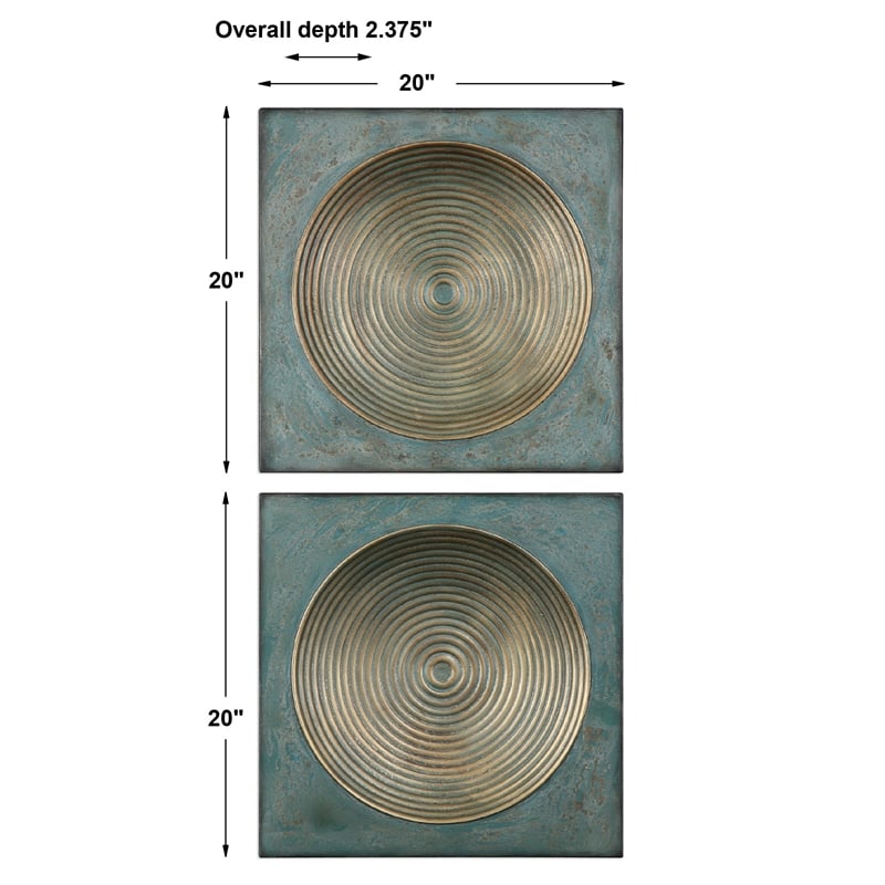 Uttermost Sybil Contemporary Metal Wall Panel in Antique Gold (Set of 2)