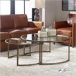 Uttermost Rhea 2-Piece Metal and Glass Top Nesting Coffee Table Set in Gold