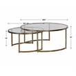 Uttermost Rhea 2-Piece Metal and Glass Top Nesting Coffee Table Set in Gold