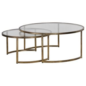 uttermost rhea 2 piece glass top nesting coffee table set in gold