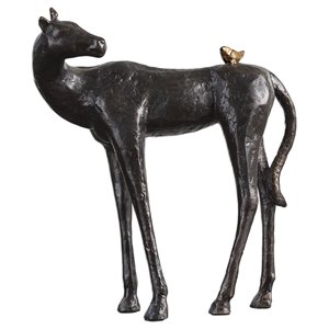 uttermost hello friend horse statue in dark brown and gold