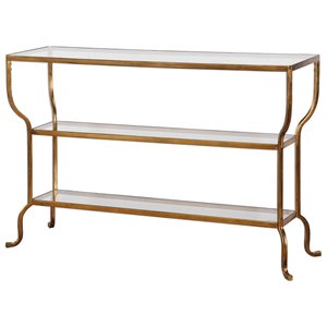 Uttermost Deline Contemporary Iron and Glass Accent Console Table in Gold