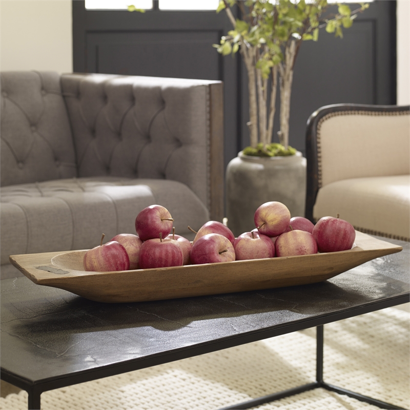 uttermost dough coastal reclaimed wood and iron serving tray in brown