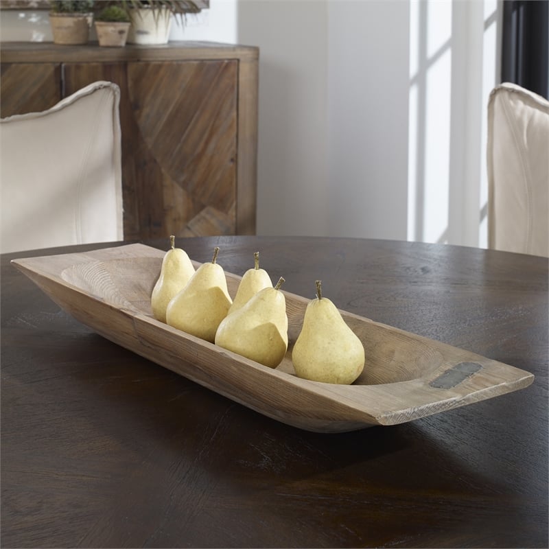 uttermost dough coastal reclaimed wood and iron serving tray in brown