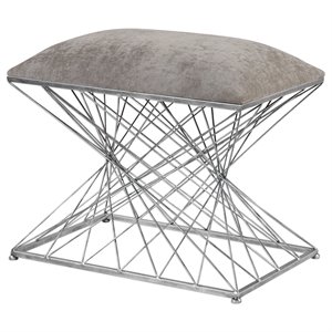 uttermost zelia foot stool in silver and gray