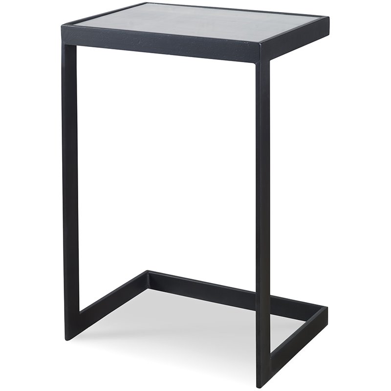 Uttermost Windell Cantilever Glass Top End Table in Black