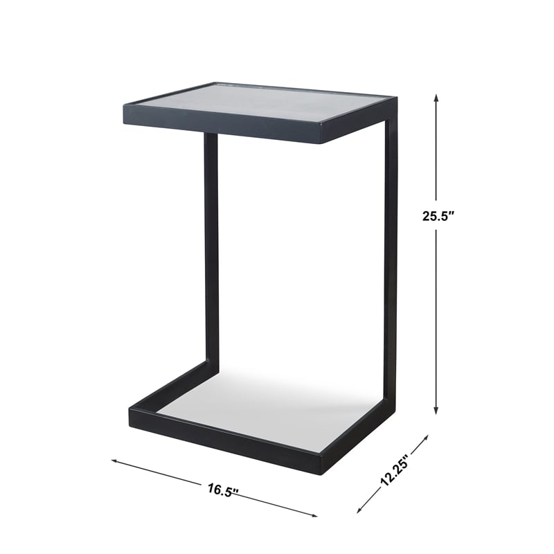 Uttermost Windell Cantilever Iron and Glass Top End Table in Black