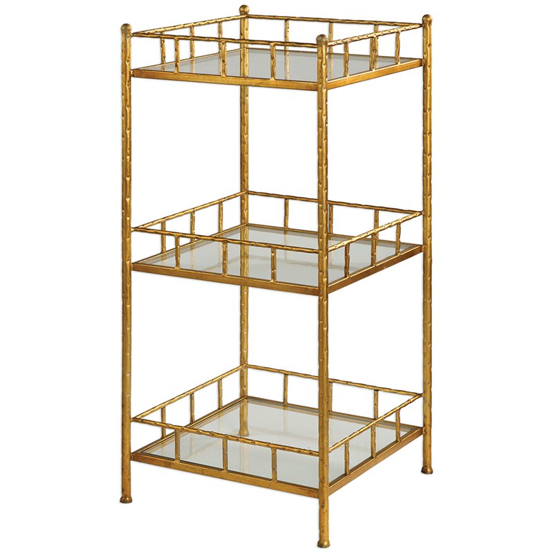 Uttermost Tilly 3 Shelf Glass Accent Table in Gold Cymax Business