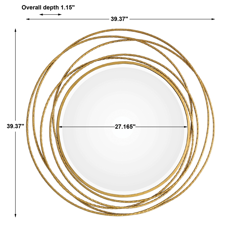 Uttermost Whirlwind Contemporary Iron and MDF Wood Decorative Mirror in Gold