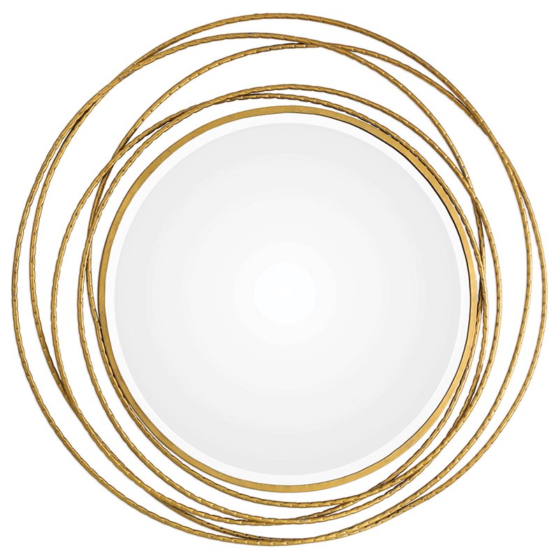 Uttermost Whirlwind Contemporary Iron and MDF Wood Decorative Mirror in Gold