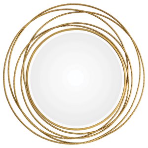 Uttermost Whirlwind Contemporary Iron and MDF Wood Decorative Mirror in Gold