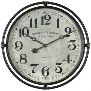 Uttermost Nakul Iron MDF and Glass Wall Clock in Smoke Gray and Aged Ivory