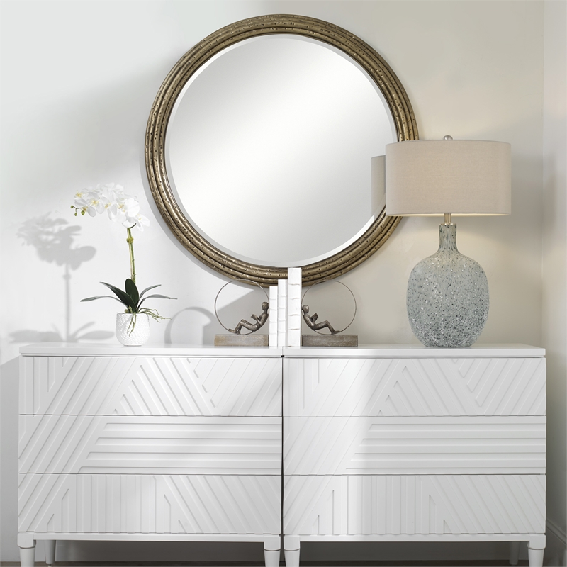 Uttermost Spera Contemporary Iron and MDF Wood Decorative Mirror in Gold