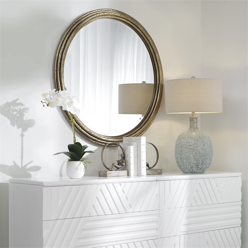 Uttermost Spera Contemporary Iron and MDF Wood Decorative Mirror in Gold