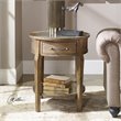Uttermost Raelynn 1-Drawer Wood Mirrored Top End Table in Weathered Pecan