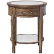 Uttermost Raelynn 1-Drawer Wood Mirrored Top End Table in Weathered Pecan