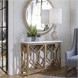 Uttermost Catali Wood and Stone Top Accent Console Table in Ivory and Oatmeal