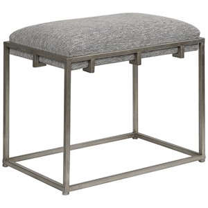 uttermost edie upholstered vanity bench in silver and gray