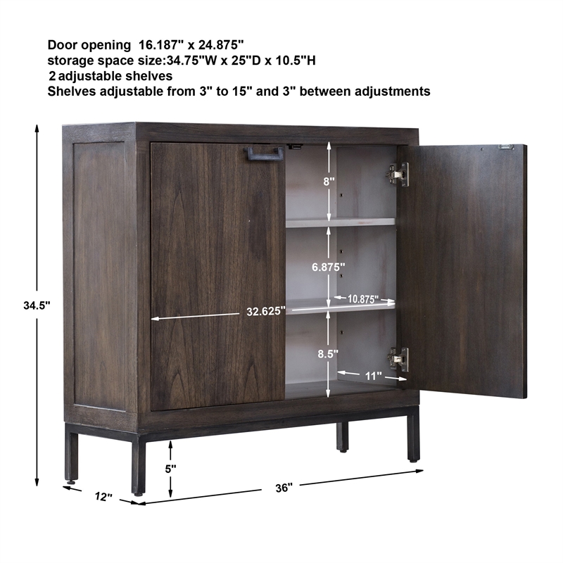 Uttermost Nadie MDF Wood Accent Cabinet in Light Walnut and Silver