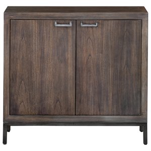 Uttermost Nadie MDF Wood Accent Cabinet in Light Walnut and Silver