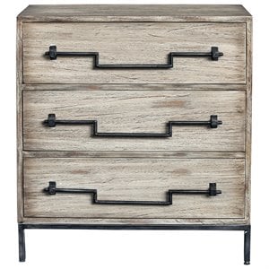 Uttermost Jory 3-Drawer Wood and Metal Accent Chest in Aged Ivory and Black