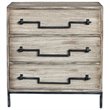 Uttermost Jory 3-Drawer Wood and Metal Accent Chest in Aged Ivory and Black