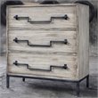 Uttermost Jory 3-Drawer Wood and Metal Accent Chest in Aged Ivory and Black