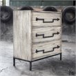 Uttermost Jory 3-Drawer Wood and Metal Accent Chest in Aged Ivory and Black