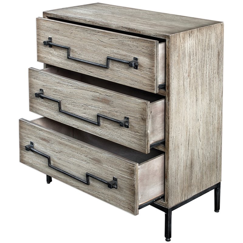 Uttermost Jory 3 Drawer Accent Chest in Aged Ivory and