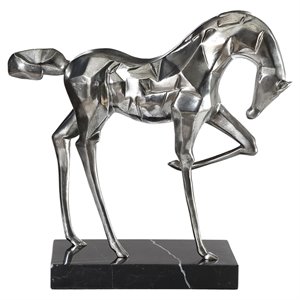 uttermost phoenix horse sculpture in brushed nickel and black