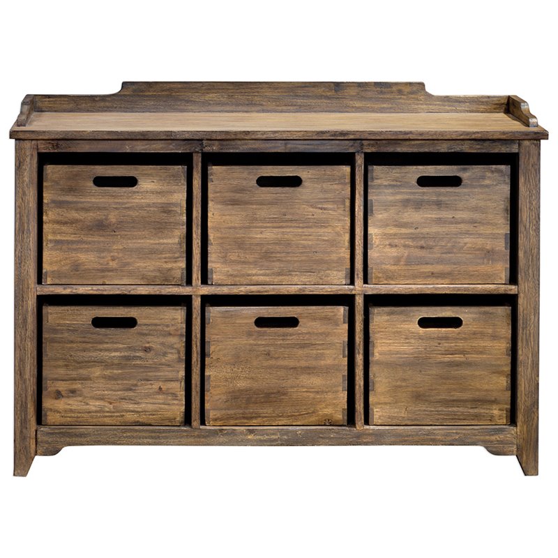 Uttermost Ardusin 6-Cubby Wood Hobby Cupboard in Driftwood and Gray Wash
