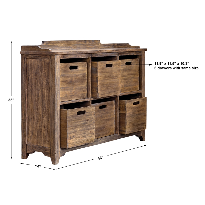Uttermost Ardusin 6-Cubby Wood Hobby Cupboard in Driftwood and Gray Wash
