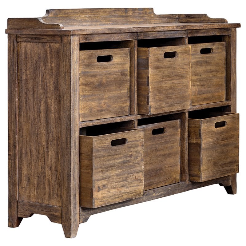 Uttermost Ardusin 6-Cubby Wood Hobby Cupboard in Driftwood and Gray Wash
