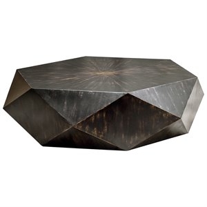 uttermost volker geometric accent coffee table in worn black and honey