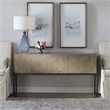 Uttermost Nevis Contemporary Wood and Metal Console Table in Oatmeal and Gray