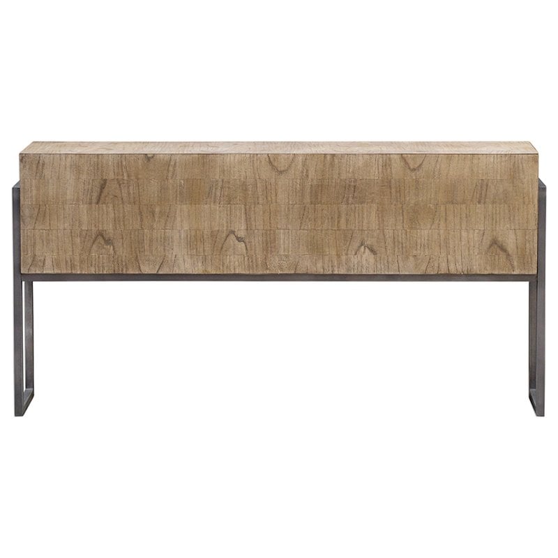 Uttermost Nevis Contemporary Wood and Metal Console Table in Oatmeal and Gray