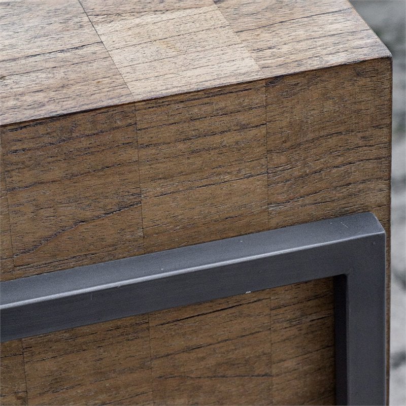 Uttermost Nevis Contemporary Wood and Metal Console Table in Oatmeal and Gray