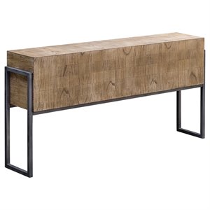 Uttermost Nevis Contemporary Wood and Metal Console Table in Oatmeal and Gray