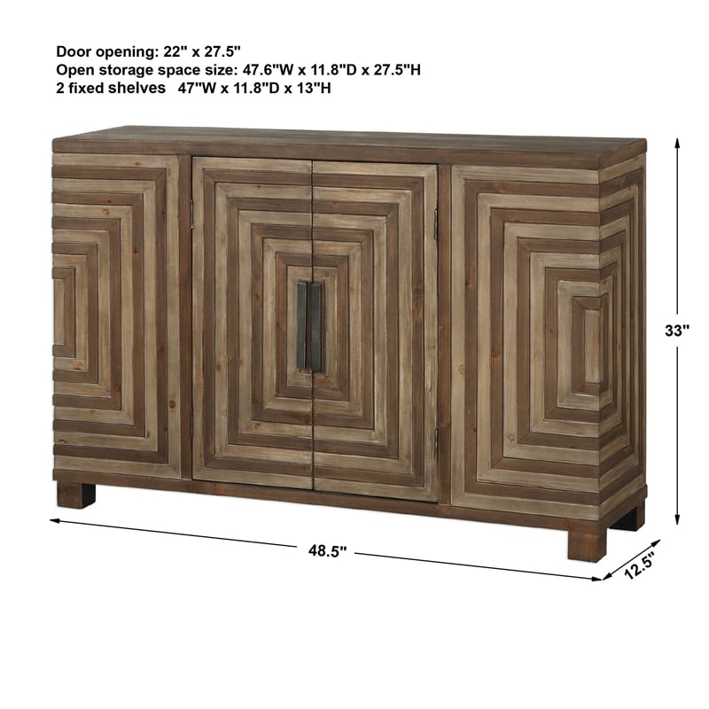 Uttermost Layton Wood and Metal Geometric Accent Console Table in Natural