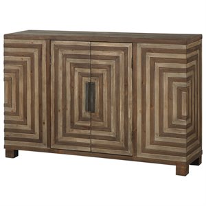 Uttermost Layton Wood and Metal Geometric Accent Console Table in Natural
