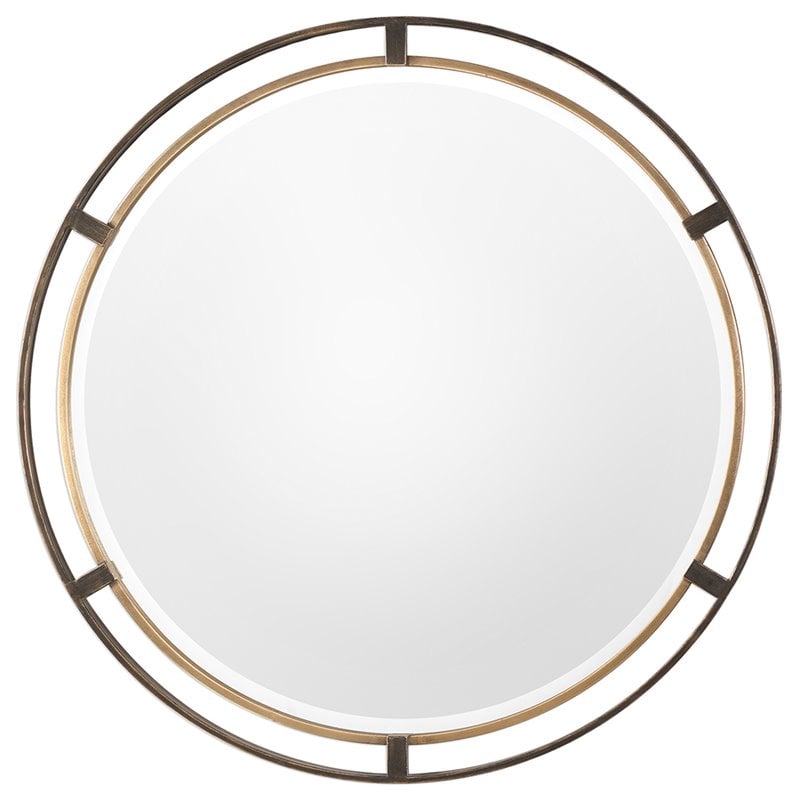 Uttermost Carrizo Contemporary MDF Iron and Glass Decorative Mirror in Bronze